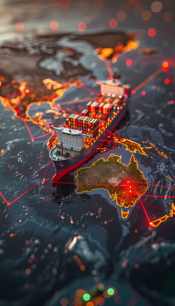 logistics means transport together with technological futuristic holograms